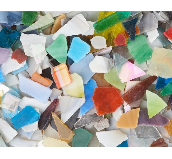 Bris de tesselles de mosaïque en verre, env. 2 kg, épaisseur environ 3 mm