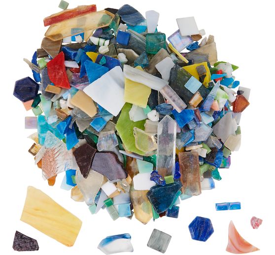 Bris de tesselles mosaïque en verre VBS « Tailles et couleurs variées », 2 kg