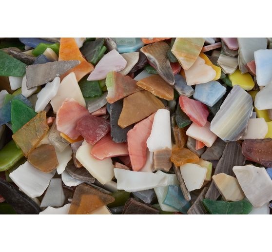 Bris de tesselles de mosaïque en verre, env. 2 kg, épaisseur environ 3 mm