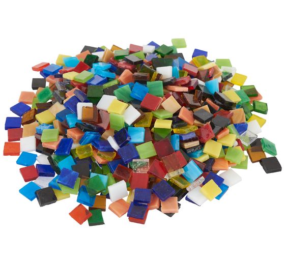 Tesselles de mosaïque en verre « Multicolore », transp.+opaques, 10x10mm