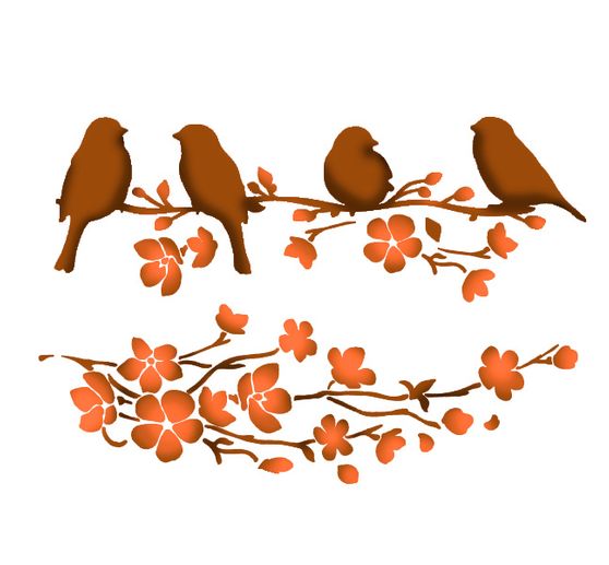 Pochoir « Birds in Spring », 21x29,7cm