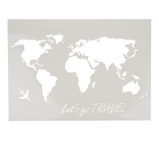 Pochoir VBS « Carte du monde let's go travel », A3