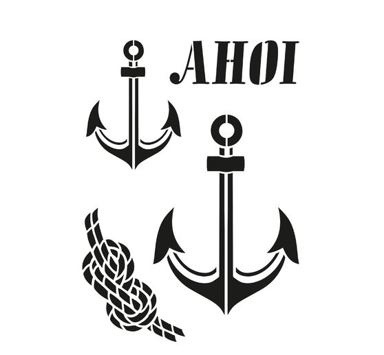 Pochoir « Ahoi », A4, 4 motifs