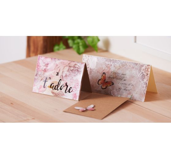 Cartes doubles avec enveloppes « Papier kraft », A6, 50 pc.
