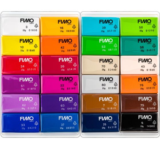 Assortiment FIMO soft « Basic », 24 demi-pains, 600 g