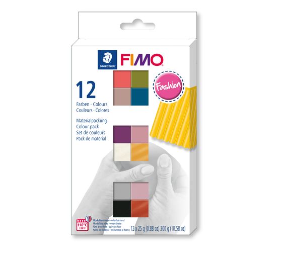 Assortiment FIMO soft « Fashion Colours »,12 demi-pains, 300 g