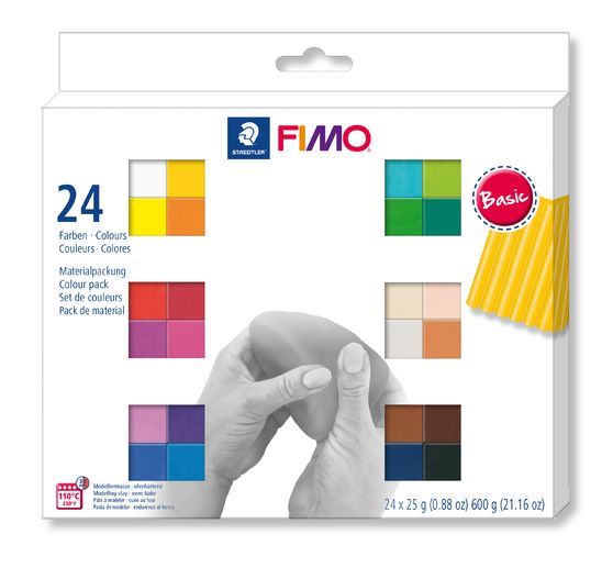 Assortiment FIMO soft « Basic », 24 demi-pains, 600 g