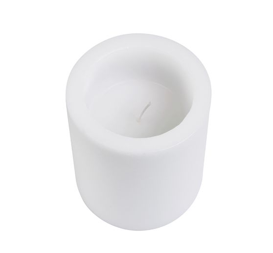 Bougie « Ronde », Blanche, env. Ø 10 cm, env. H 12 cm