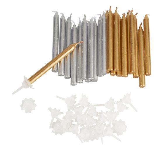Bougies d’anniversaire avec supports, 24 pc.