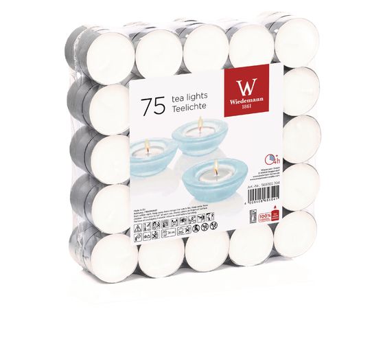 Bougies chauffe-plat, set de 75, Ø 3,8 cm, Blanc