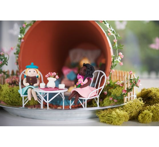 Mini-salon de jardin, 3 pc., Blanc, 2 chaises + 1 table