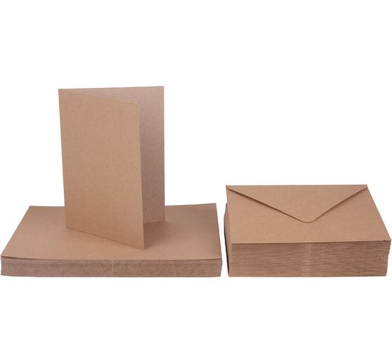 Cartes doubles avec enveloppes « Papier kraft », 18 x 13 cm, 50 pc.