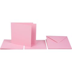 Cartes doubles et enveloppes - Rose nacré - 10,5 x 15 cm - 8 pcs - Enveloppe  114 x 162 - Creavea