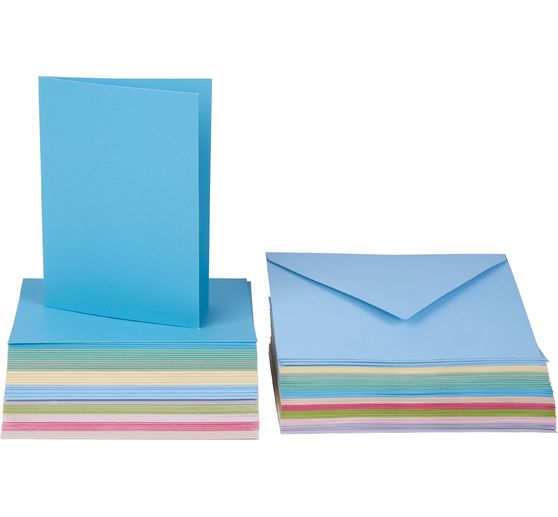 Cartes doubles avec enveloppes VBS « Pastel », 50 pc.