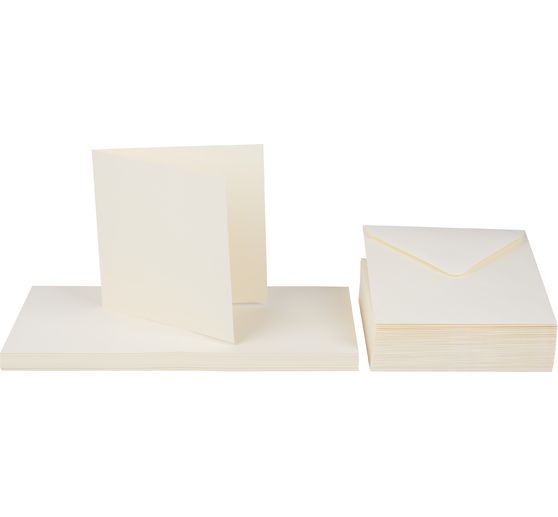 Cartes doubles avec enveloppes « Crème », 50 pc.