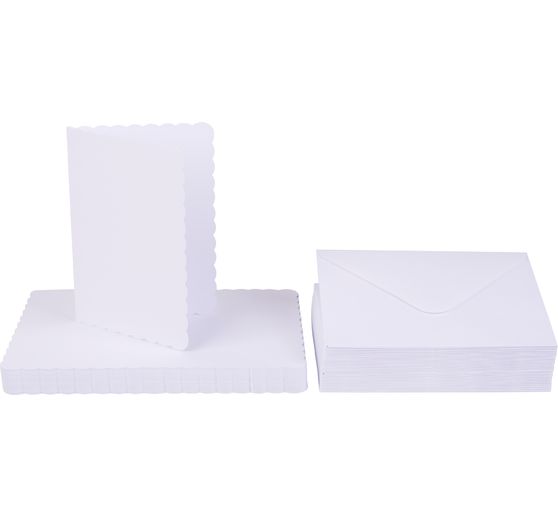 Cartes doubles avec enveloppes « Bordures vagues », A6, 50 pc.