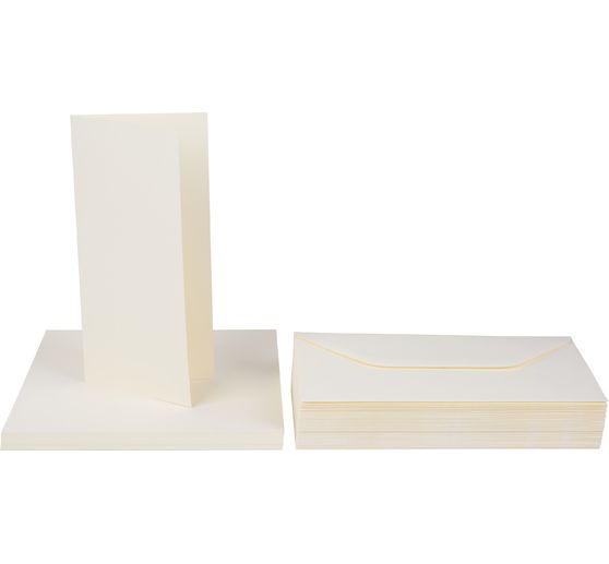 Cartes doubles avec enveloppes, 100 pc., 21 x 10 cm, 225 g/m²