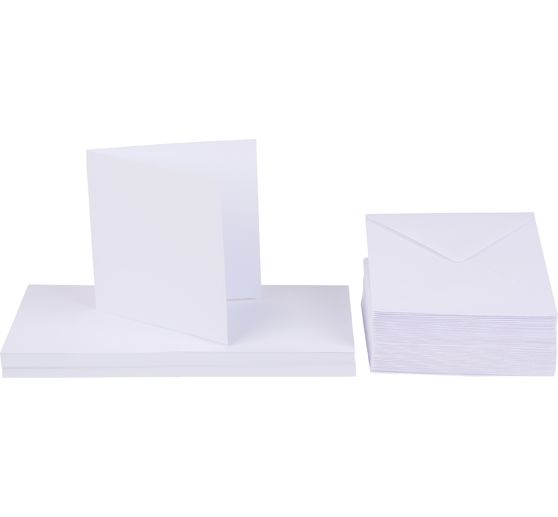 Cartes doubles avec enveloppes « Blanc », 10 x 10 cm, 50 pc.