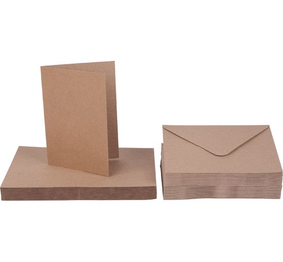Cartes doubles avec enveloppes « Papier kraft », A6, 50 pc.