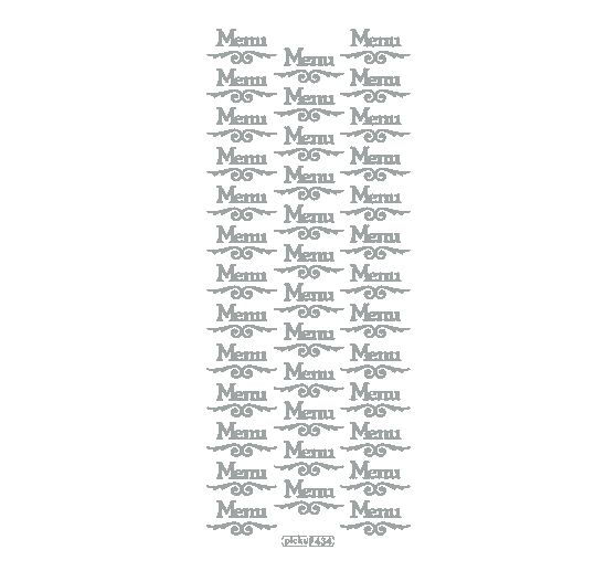 Stickers relief « Menu traditionnel », 10 x 23 cm, Argent
