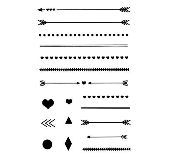Tampons Clear Stamps « Flèches & lignes », 18 pc.
