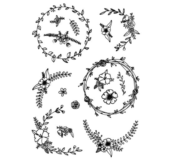Tampons en silicone VBS « Cadres floraux », 16 motifs
