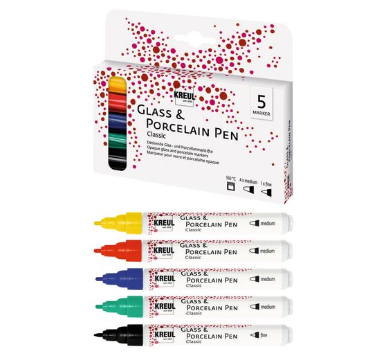 Glass & Porcelain Pen « Classic » KREUL, set de 5