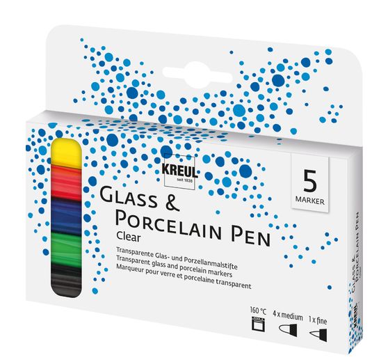 Glass & Porcelain Pen - Clear KREUL, set de 5