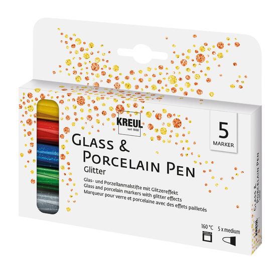 Glass & Porcelain Pen - Paillettes KREUL, medium, set de 5