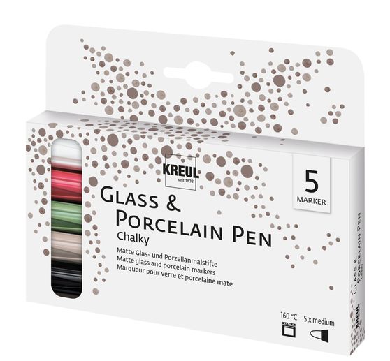 Glass & Porcelain Pen - Chalky KREUL, medium, set de 5