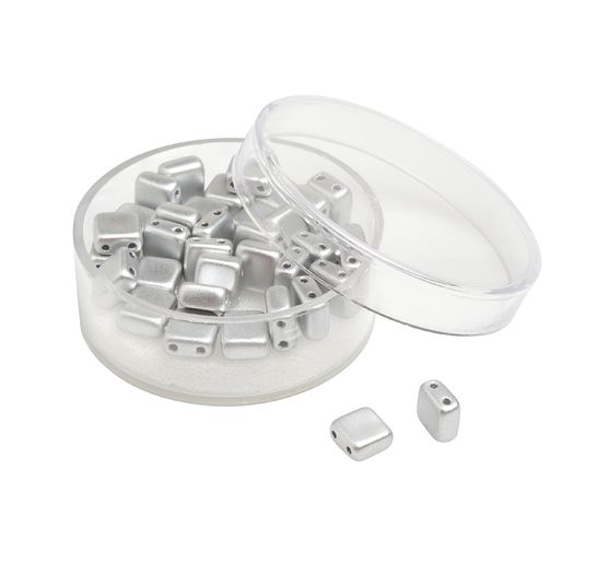 Perles en verre à 2 trous « 2 Hole Square Deluxes », 6 mm, 35 pc.