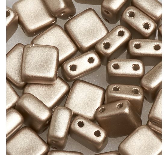 Perles en verre à 2 trous « 2 Hole Square Deluxes », 6 mm, 35 pc.