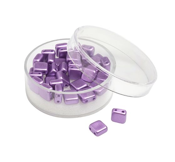 Perles en verre à 2 trous « 2 Hole Square Deluxes », 6 mm, 35 pc.