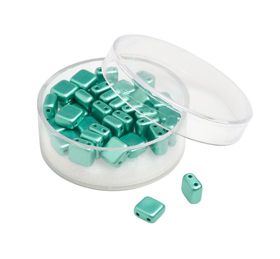 Perles en verre à 2 trous « 2 Hole Square Deluxes », 6 mm, 35 pc.