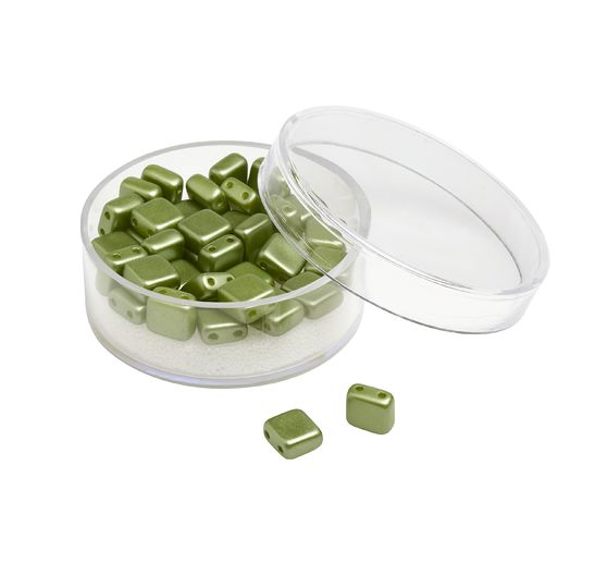 Perles en verre à 2 trous « 2 Hole Square Deluxes », 6 mm, 35 pc.