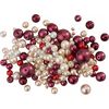Mélange de perles en verre cirées, 65 g Rose/Rouge