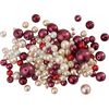 Mélange de perles en verre cirées, 65 g Rose/Rouge