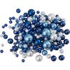 Mélange de perles en verre cirées, 65 g Bleu/Blanc