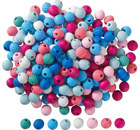 Perles bois nervurées VBS « Multicolore », 500 g