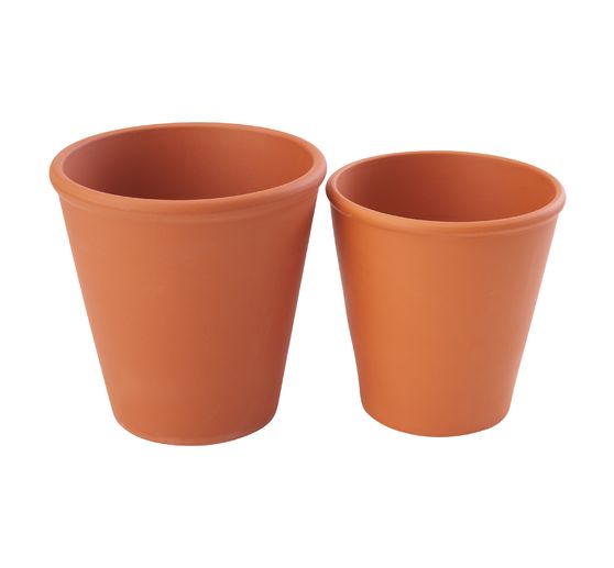 Pots terre cuite, bords arrondis, 3 pc.