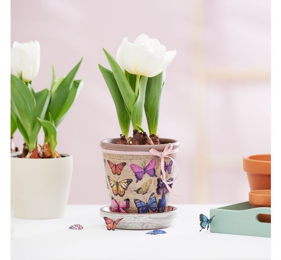 Pots terre cuite, bords arrondis, 3 pc.