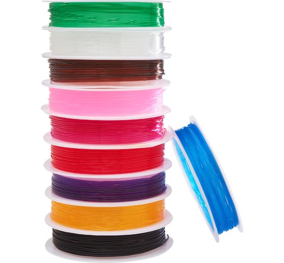 VBS Rubber cords "Magic Stretch", colorful mix, 0.8 mm, 10 rolls à 5 m