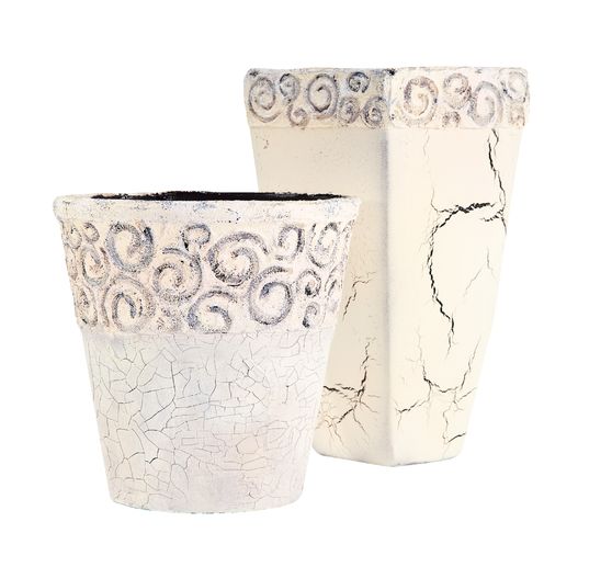 Pots terre cuite, bords arrondis, 3 pc.