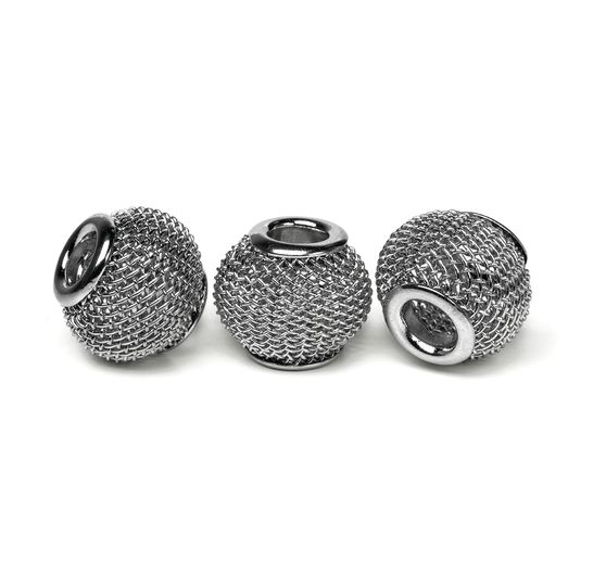 Perles grillage à gros trou, 3 pc., env. 14 x 11 mm