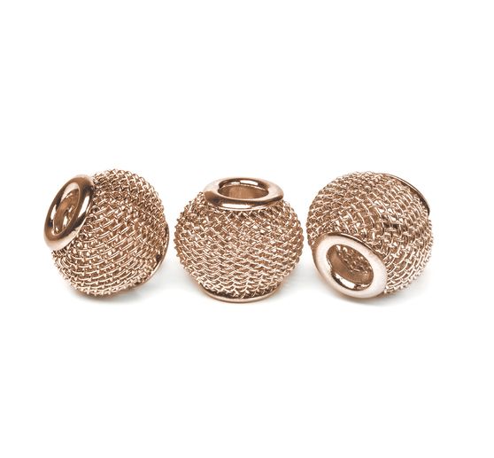 Perles grillage à gros trou, 3 pc., env. 14 x 11 mm
