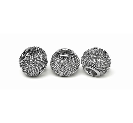 Perles grillage à gros trou, 3 pc., env. 12 x 10 mm