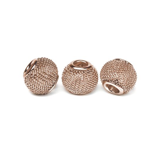 Perles grillage à gros trou, 3 pc., env. 12 x 10 mm