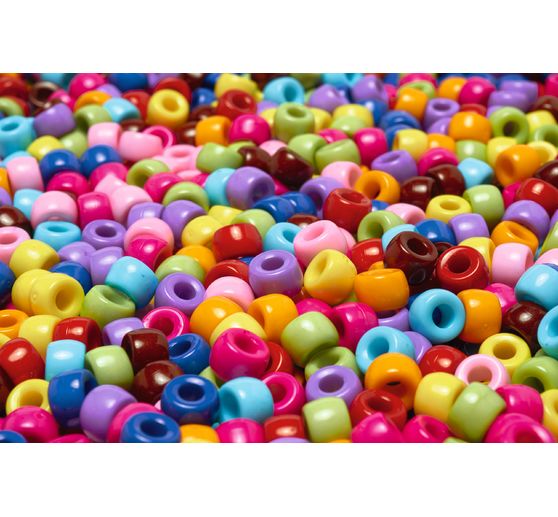 Perles en plastique VBS « Assortiment multicolore », 500 g