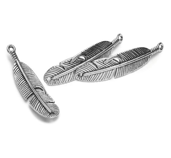 Pendentifs avec deux anneaux « Plumes », 3 pc., env. L 4,6 x l 1,1 cm