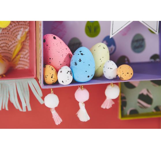 Œufs VBS « Mouchetés - Mix de couleurs & tailles », 38 pièces